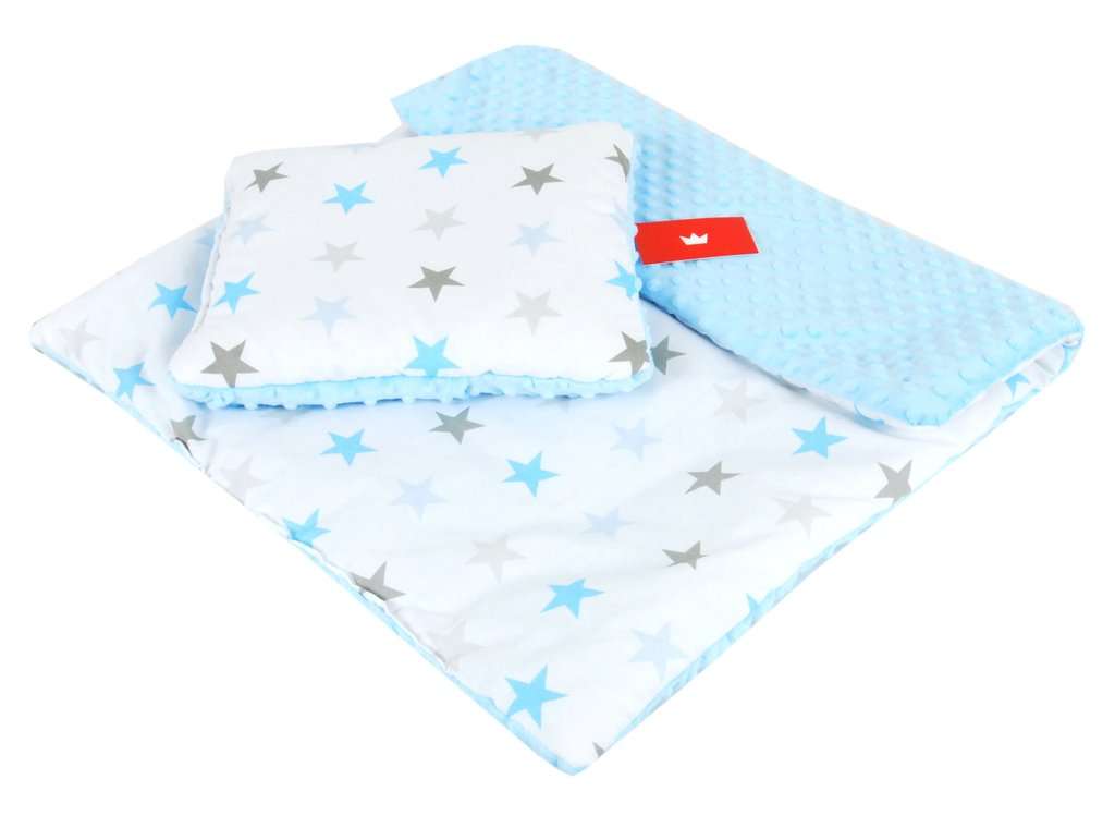BABYLUX Babydecke MINKY PLÜSCH Kinderwagen 75x60cm MP94 - Blau + Sterne Blau