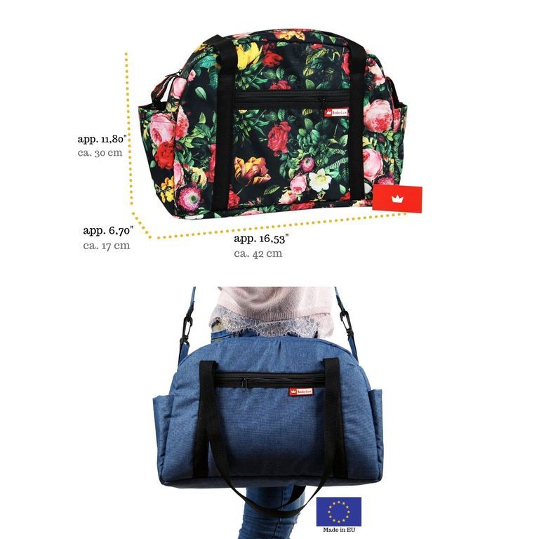 BabyLux Wickeltasche COLORFUL Kinderwagen Buggy Große 76. Schwarz + Rosa