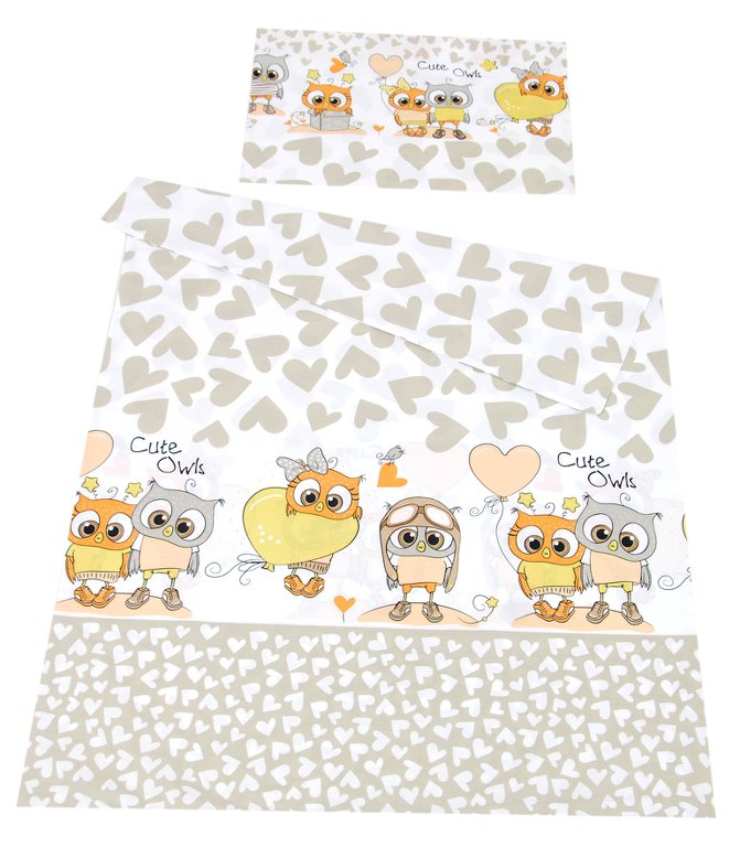 BABYLUX Kinderbettwäsche 2 Tlg. 100 x 135 cm Bettwäsche 105. Eule Beige