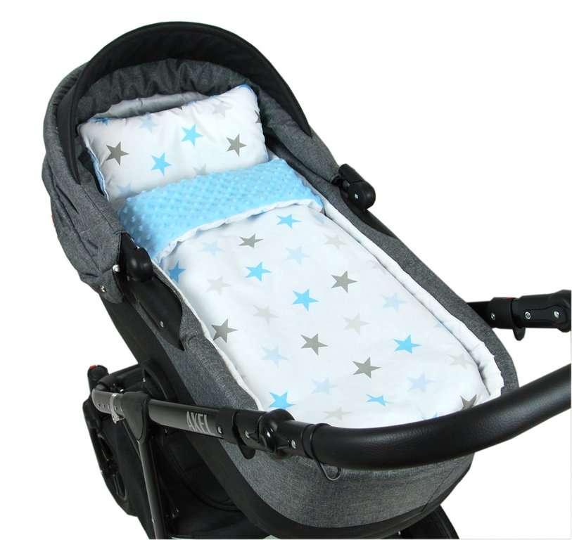 BABYLUX Babydecke MINKY PLÜSCH Kinderwagen 75x60cm MP94 - Blau + Sterne Blau