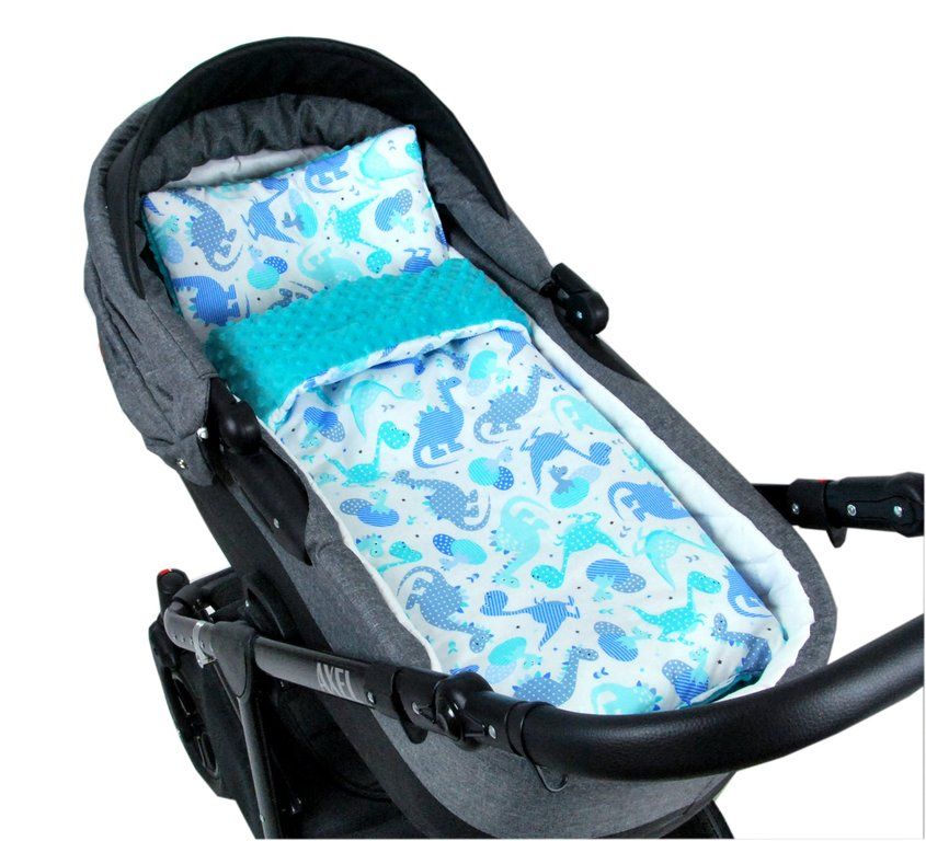 BABYLUX Babydecke MINKY PLÜSCH Kinderwagen 75x60cm MP100 - Blau + Dino