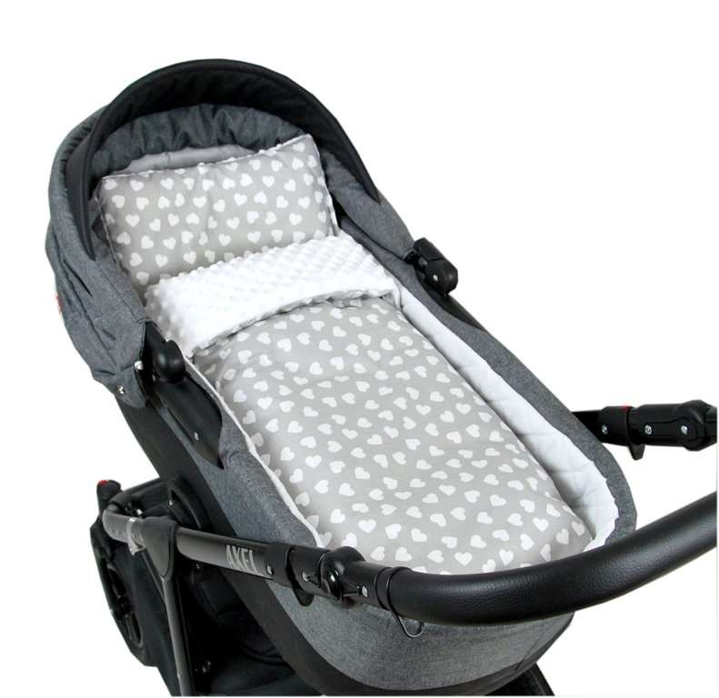BABYLUX Babydecke MINKY PLÜSCH Kinderwagen 75x60cm MP95 - Weiß + Herz