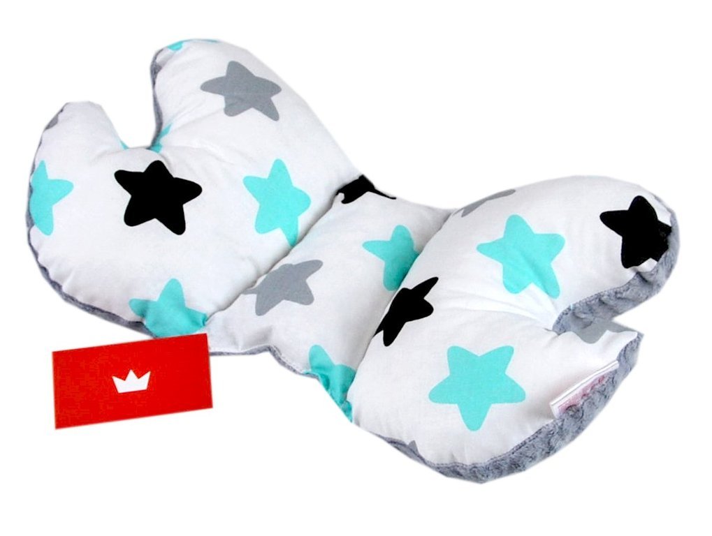BABYLUX Kinderwagen 3 TLG SITZAUFLAGE Kissen Gurtschoner 8. Grau + Sterne