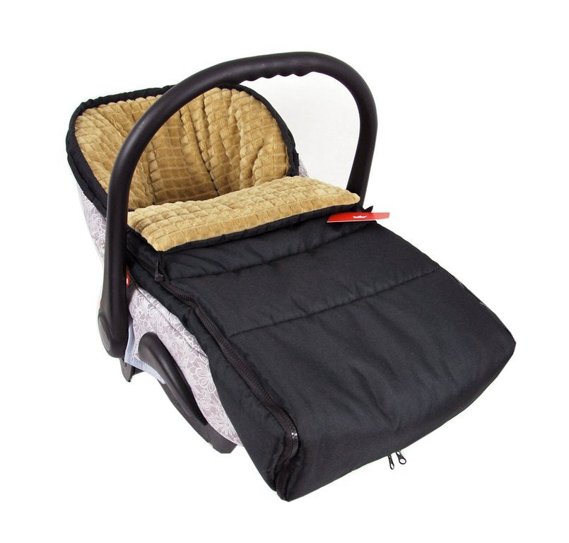 BABYLUX Fußsack 90cm MINKY Kinderwagen Buggy Schwarz + Beige + Handmuff