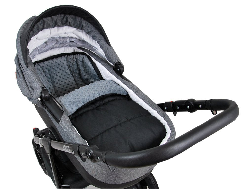 BABYLUX Fußsack 90cm MINKY Kinderwagen Buggy Babyschale Schwarz + dunkel Grau