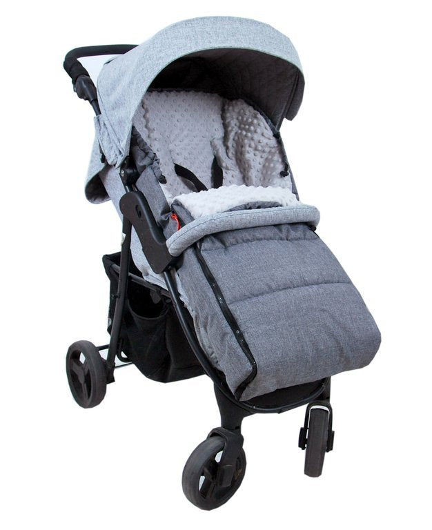 BABYLUX Fußsack 90cm MINKY Kinderwagen Buggy Grau + Minky Grau + Handmuff