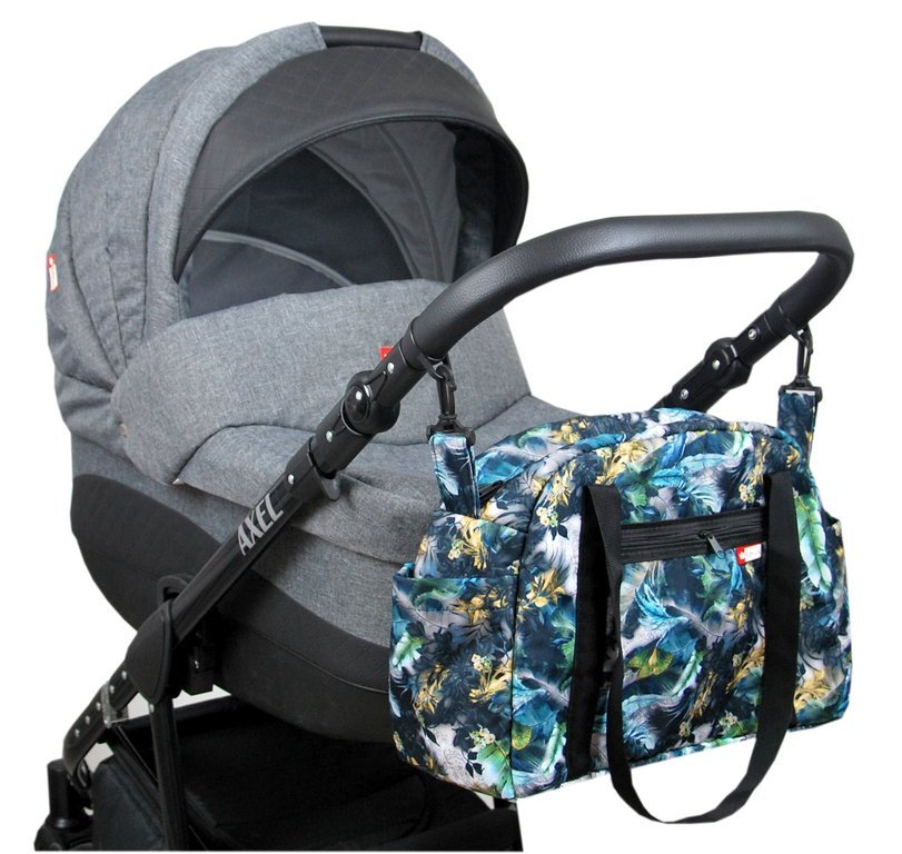 BabyLux Wickeltasche COLORFUL Kinderwagen Buggy Große 84. Schwarz + Minze