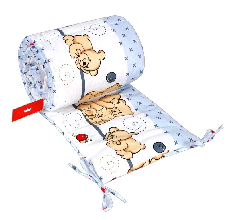 BABYLUX Bettumrandung NESTCHEN mit Kopfschutz 210 x 30 cm 61. Teddybären Grau
