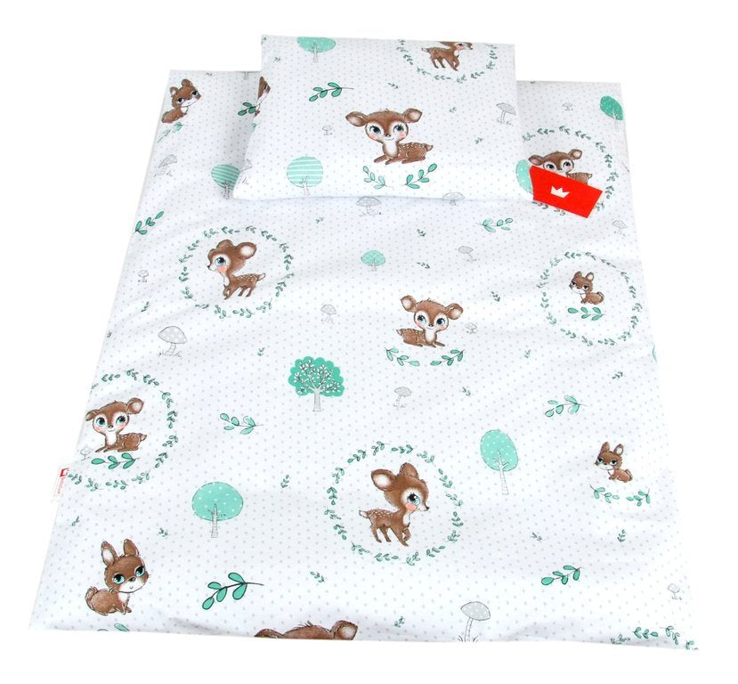 BABYLUX 2 tlg. Set Bezug für Kinderwagen Bettwäsche 60x78cm 120. Wald Reh