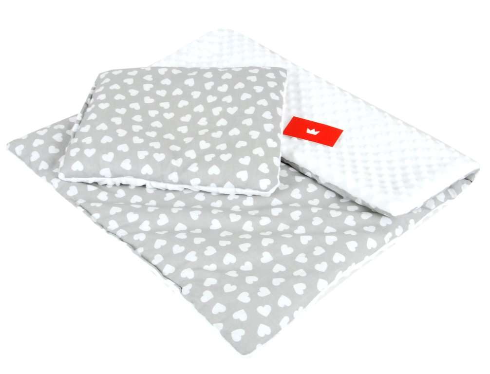 BABYLUX Babydecke MINKY PLÜSCH Kinderwagen 75x60cm MP95 - Weiß + Herz