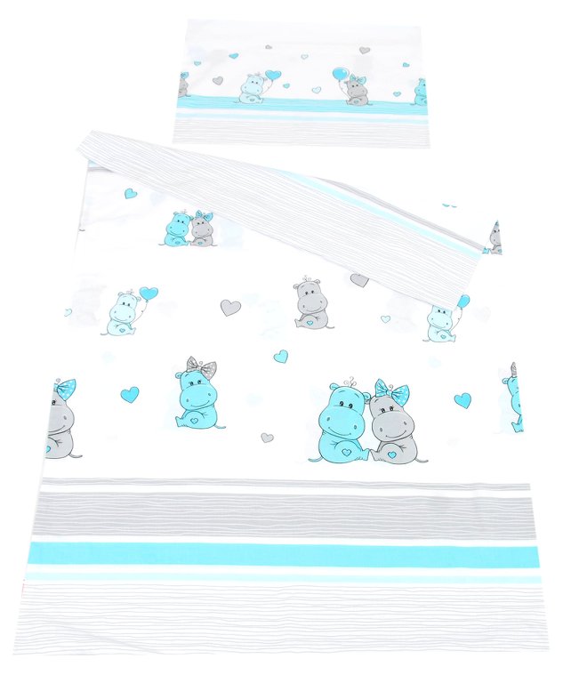 BABYLUX Kinderbettwäsche 2 Tlg. 100 x 135 cm Bettwäsche 108. Hippo Türkis