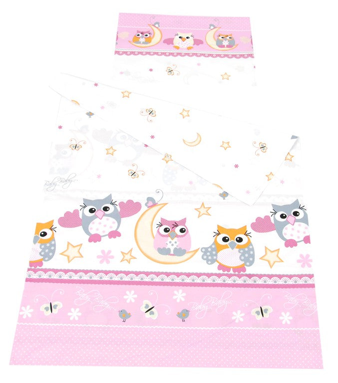 BABYLUX Kinderbettwäsche 2 Tlg. 100 x 135cm Bettwäsche EULE(56. Eule Rosa)