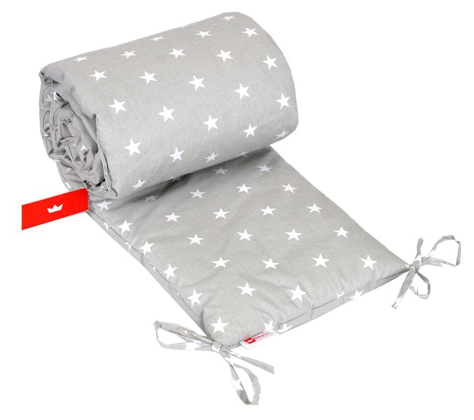 BABYLUX Bettumrandung NESTCHEN mit Kopfschutz 210 x 30 cm 91. Sterne Grau