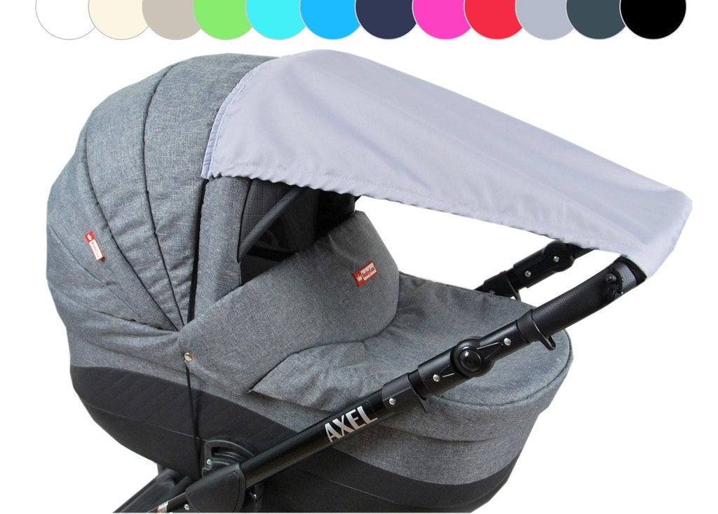 BABYLUX Sonnenschutz SONNENSEGEL für Kinderwagen UNI Buggy UV Schutz Grau