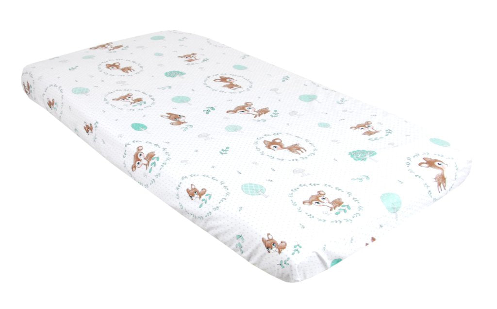 BABYLUX Spannbetttuch 60x120 / 70x140 cm Baby SPANNBETTLAKEN Kinderbett 120. Wald Reh