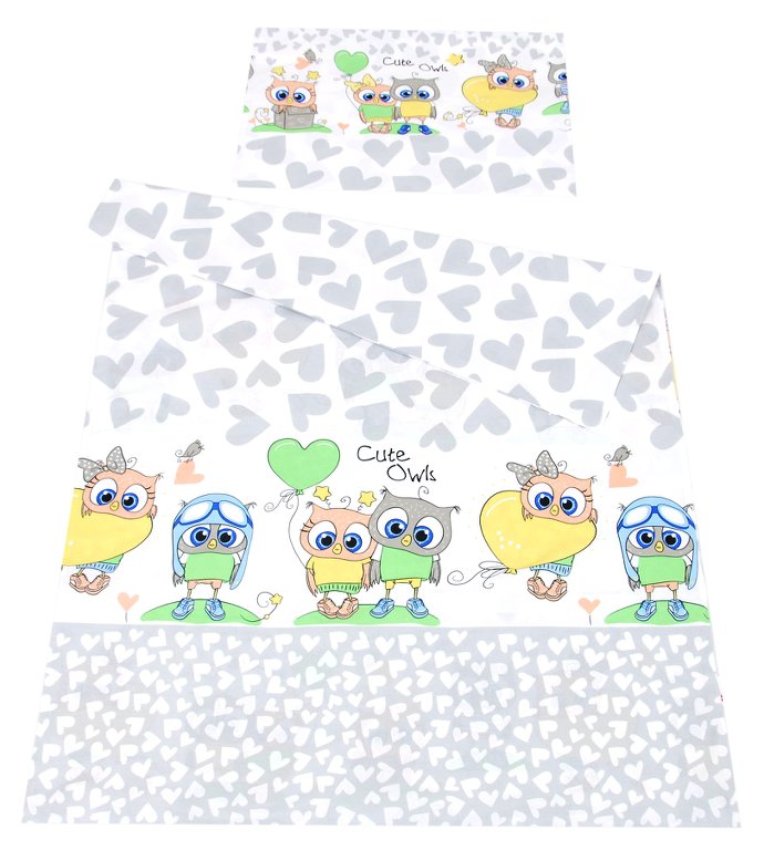 BABYLUX Kinderbettwäsche 2 Tlg. 100 x 135 cm Bettwäsche 101. Eule Grau