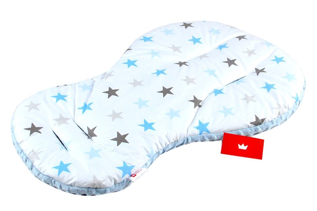 BABYLUX Kinderwagen 3 TLG SITZAUFLAGE Kissen Gurtschoner 4. Blau + Sterne