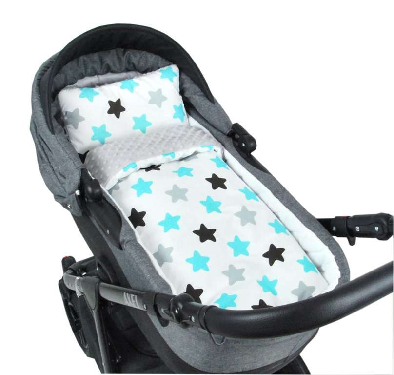 BABYLUX Babydecke MINKY PLÜSCH Kinderwagen 75x60cm MP98 - Grau + Sterne