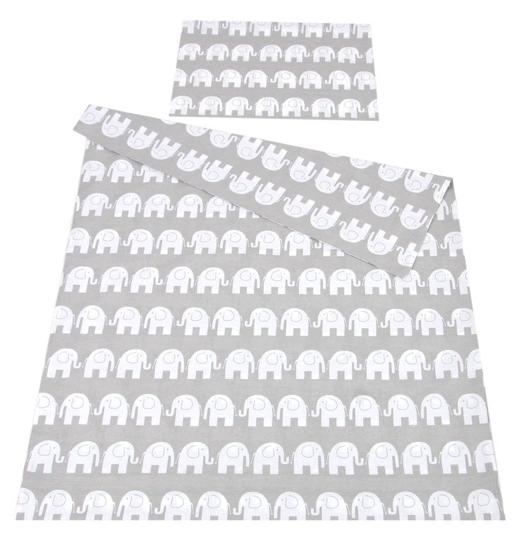BABYLUX Kinderbettwäsche 2 Tlg. 100 x 135cm Bettwäsche 92. Elefanten Grau