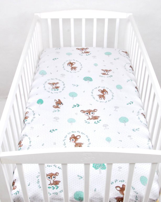 BABYLUX Spannbetttuch 60x120 / 70x140 cm Baby SPANNBETTLAKEN Kinderbett 120. Wald Reh
