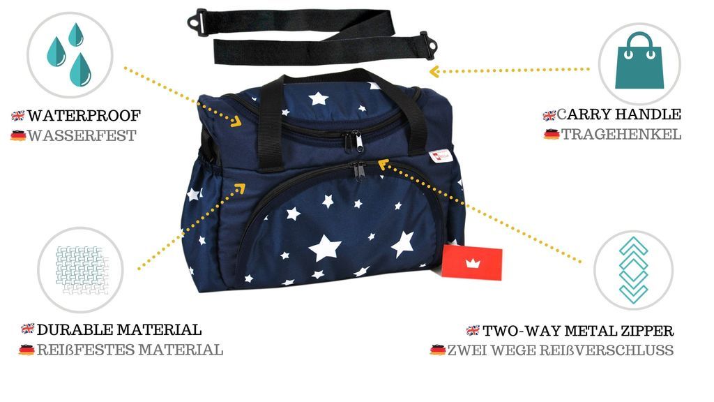 BabyLux Wickeltasche Kinderwagentasche Pflegetasche S3 75. Sterne