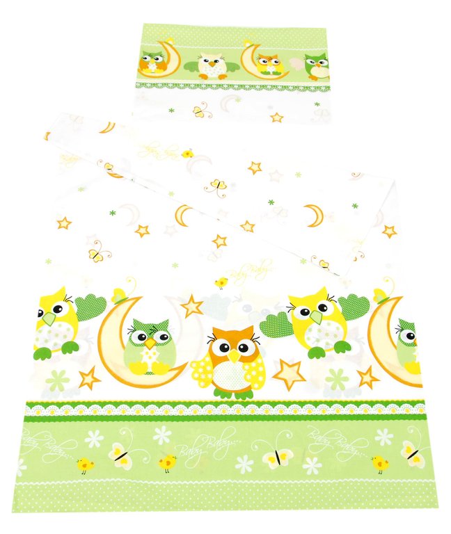 BABYLUX Kinderbettwäsche 2 Tlg. 100 x 135cm Bettwäsche EULE(55. Eule Grün)