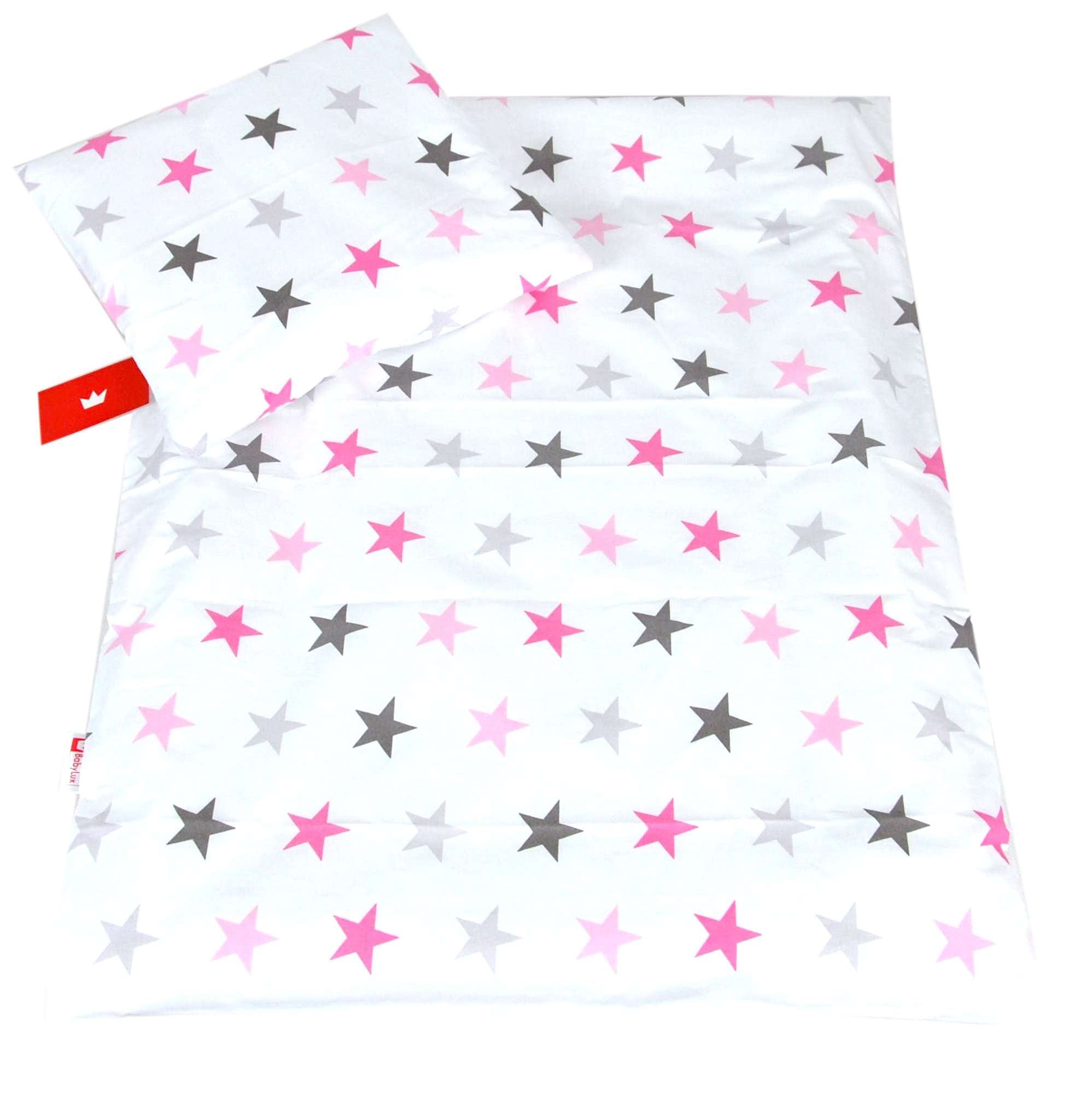 BABYLUX 2 tlg. Set Bezug für Kinderwagen Bettwäsche 60x78cm 93. Sterne Rosa