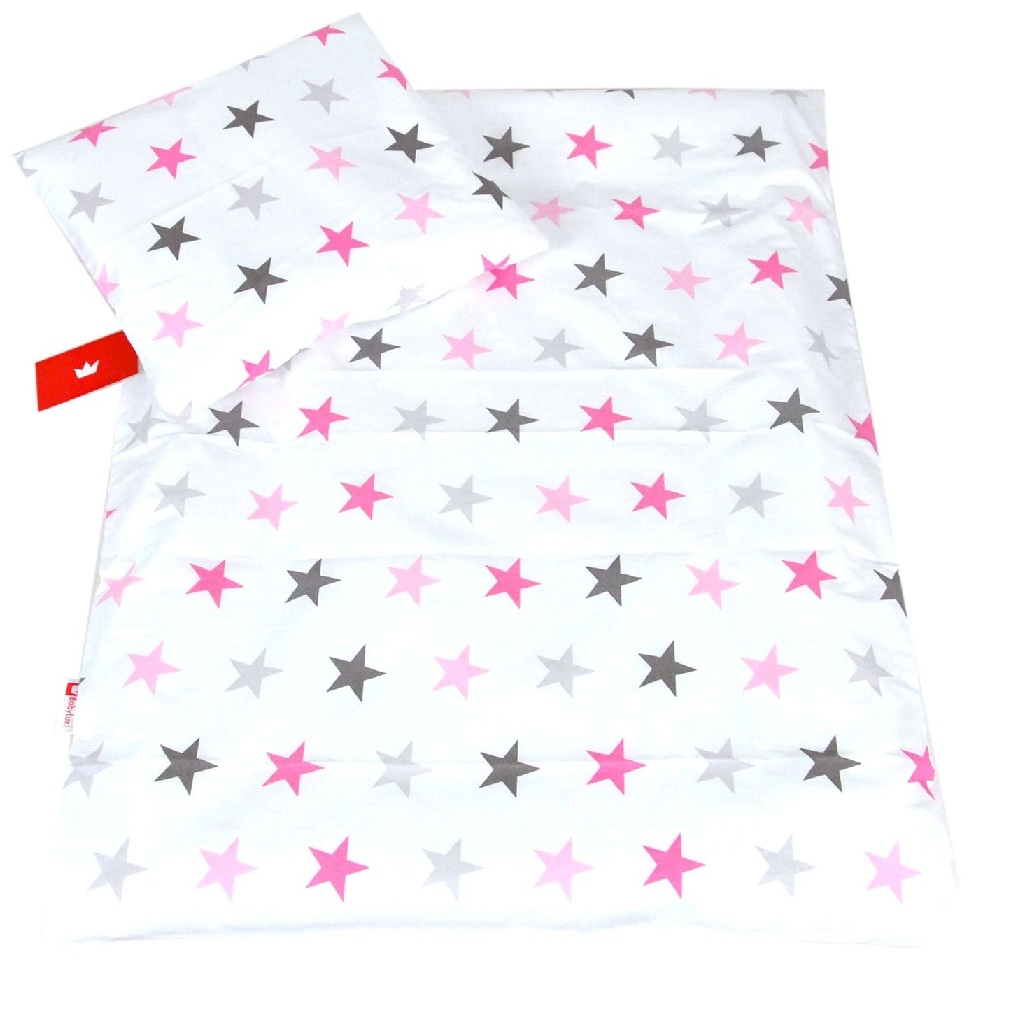 BABYLUX 2 tlg. Set Bezug für Kinderwagen Bettwäsche 60x78cm 93. Sterne Rosa