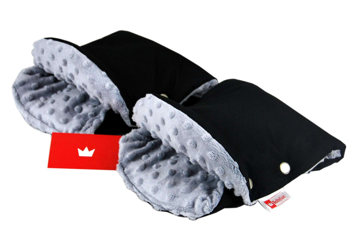BABYLUX MUFF Handmuff Handwärmer Kinderwagen Buggy Handschuh 3. Schwarz + Minky