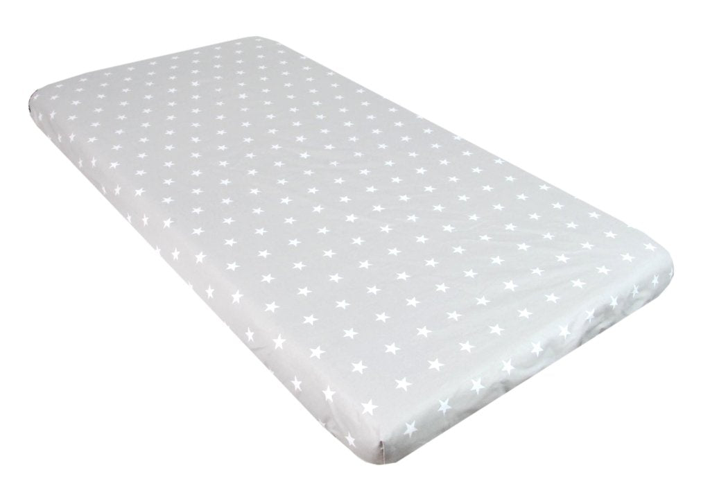 BABYLUX Spannbetttuch 60x120 / 70x140 cm Baby SPANNBETTLAKEN Kinderbett 91. Sterne Grau