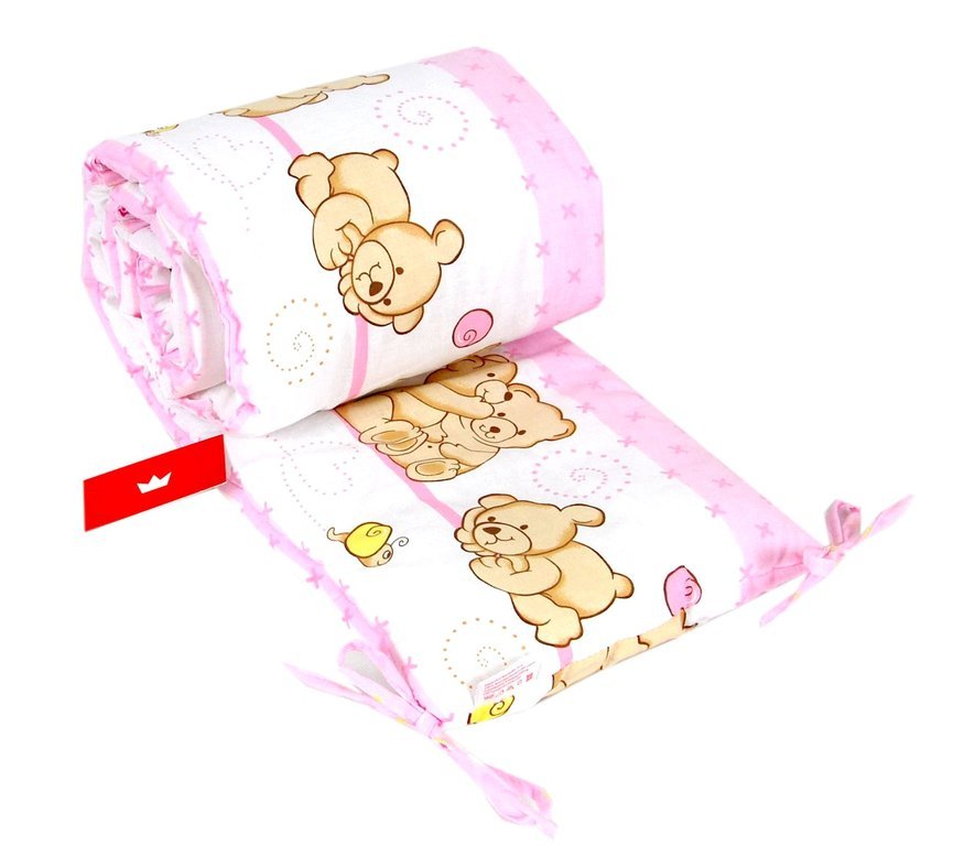 BABYLUX Bettumrandung NESTCHEN mit Kopfschutz 210 x 30 cm 64. Teddybären Rosa