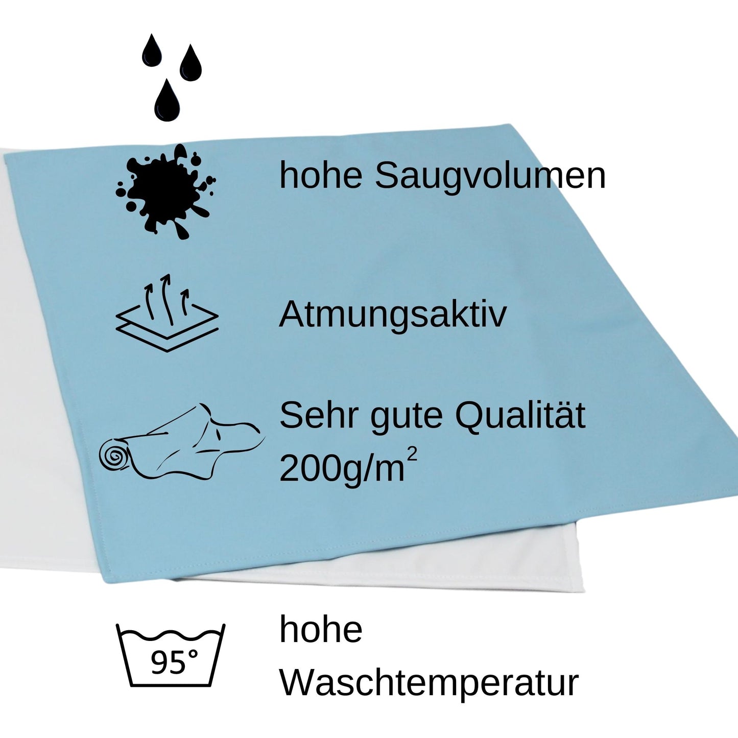 SENIORI Inkontinenzunterlage WASCHBAR wasserdicht Matratzenauflage 90x200cm weiß