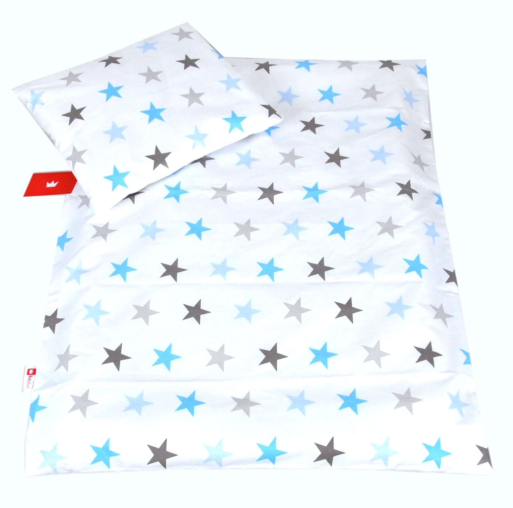 BABYLUX 2 tlg. Set Bezug für Kinderwagen Bettwäsche 60x78cm 94. Sterne Blau