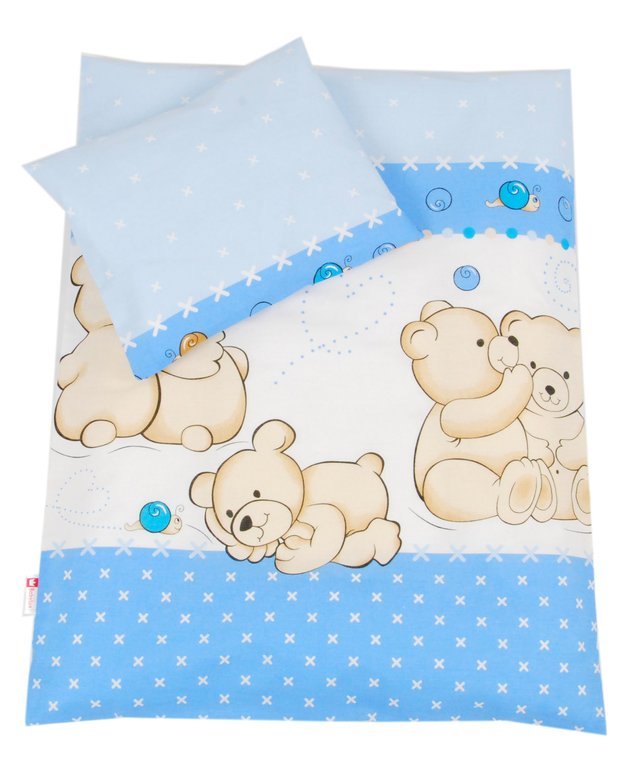 BABYLUX 2 tlg. Set Bezug für Kinderwagen Bettwäsche 60x78cm 63.Teddybären Blau