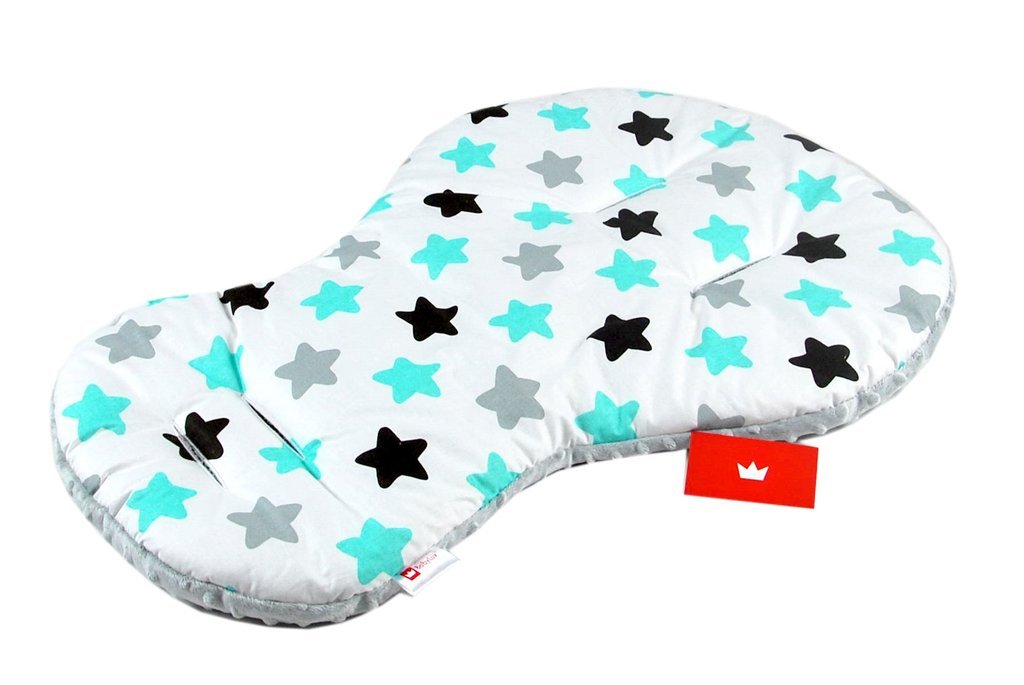 BABYLUX Kinderwagen 3 TLG SITZAUFLAGE Kissen Gurtschoner 8. Grau + Sterne