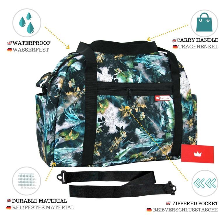 BabyLux Wickeltasche COLORFUL Kinderwagen Buggy Große 84. Schwarz + Minze