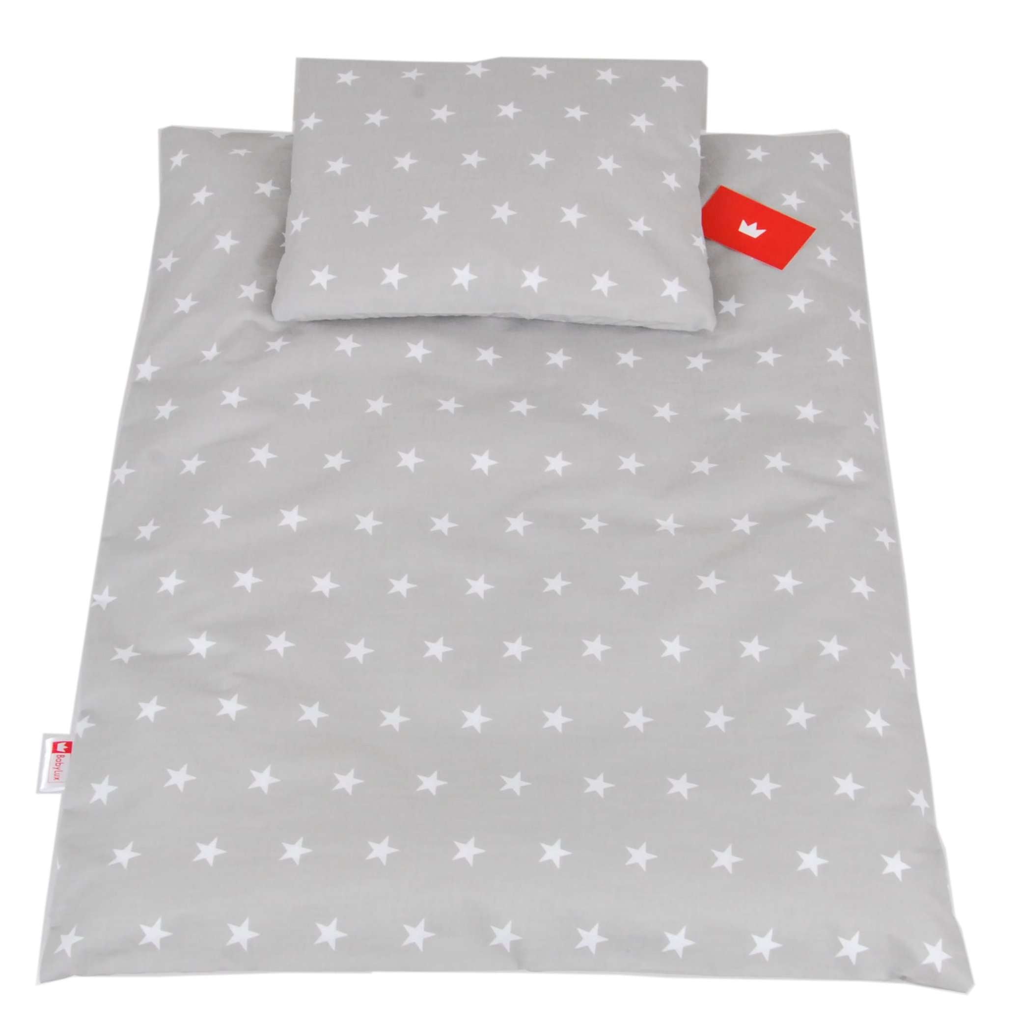 BABYLUX 2 tlg. Set Bezug für Kinderwagen Bettwäsche 60x78cm 91. Sterne Grau