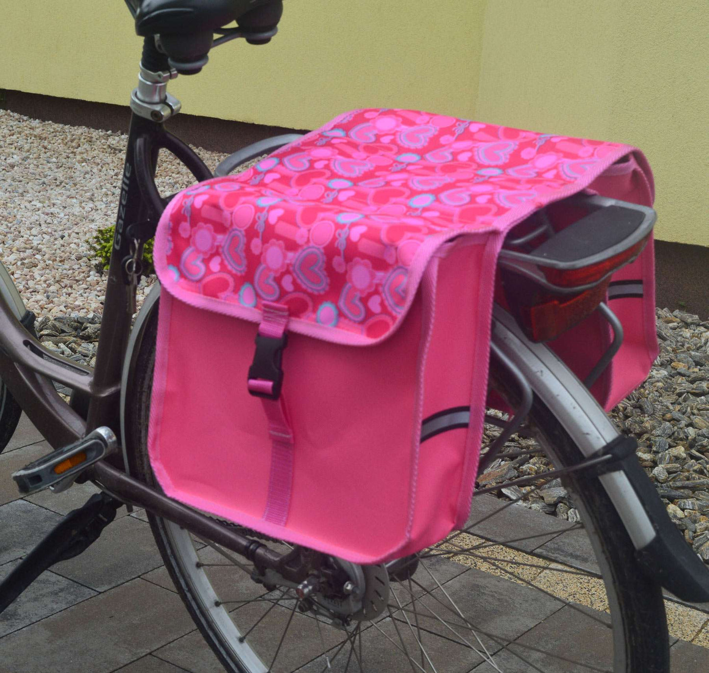 FAHRRADTASCHE Fahrrad 20-26'' Kinder Satteltasche Doppel 36. Rosa Herze