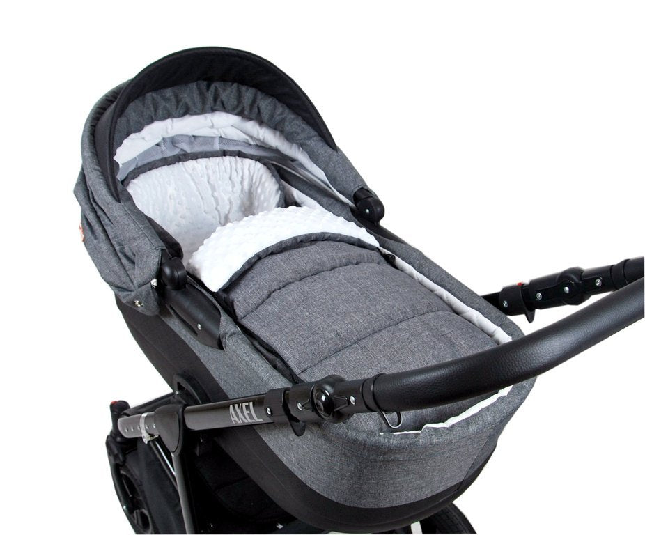 BABYLUX Fußsack 90cm MINKY Kinderwagen Buggy Babyschale Grau + Minky Weiß