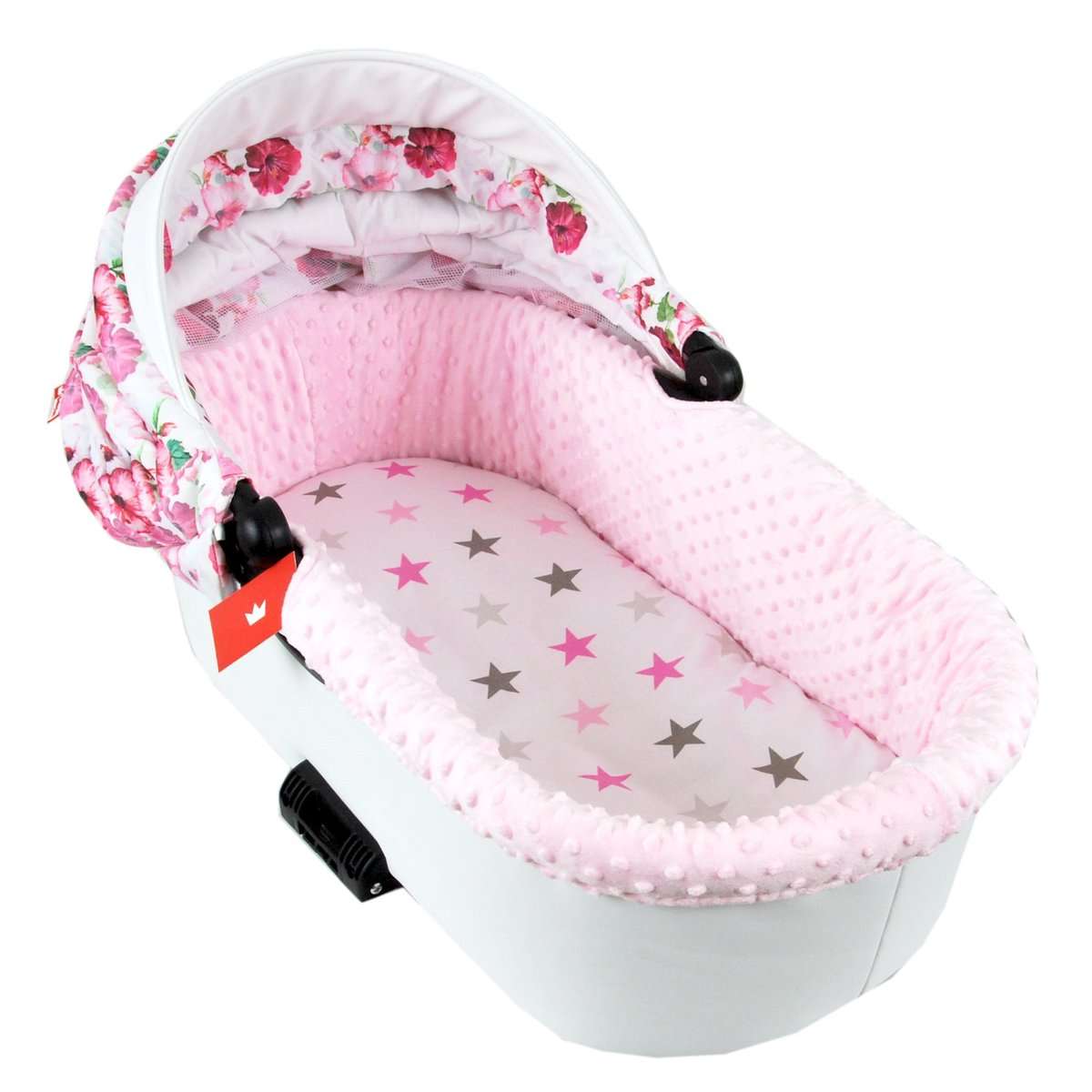 BABYLUX Spannbettlaken für Kinderwagen Spannbetttuch Bettlaken 93. Sterne Rosa