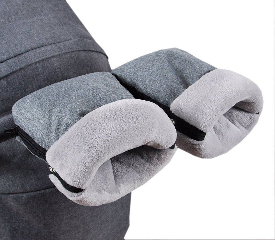 BabyLux Handmuff für Kinderwagen MUFF Reißverschluss MR8 Grau55 + Minky Grau