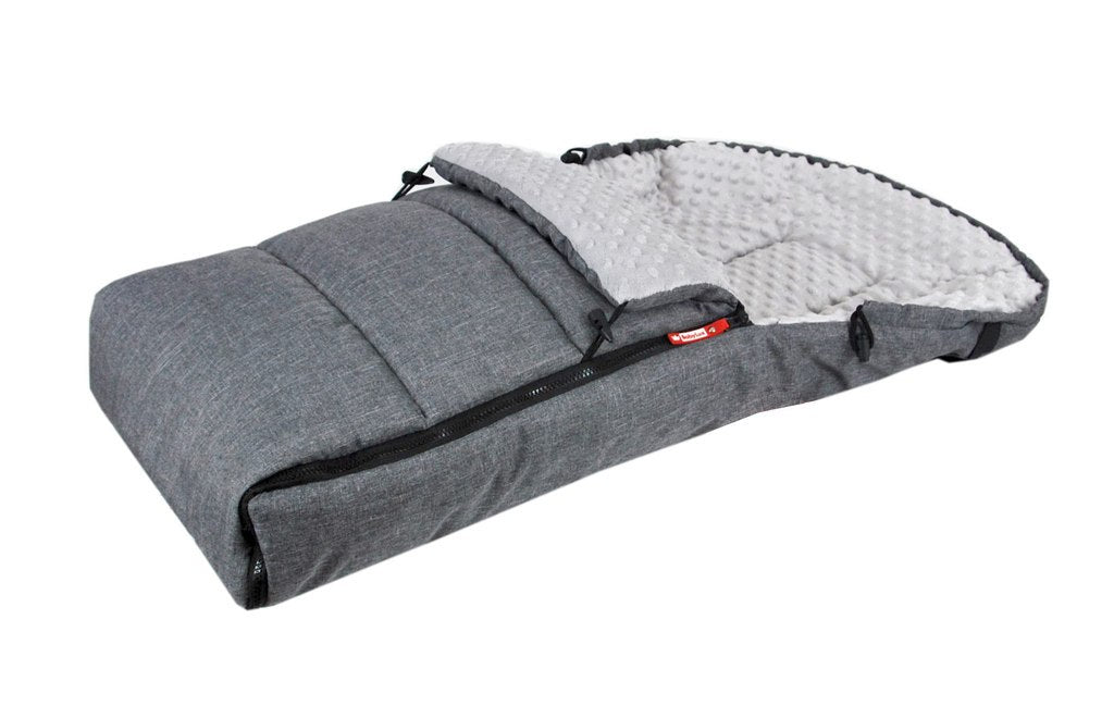 BABYLUX Fußsack 90cm MINKY Kinderwagen Buggy Grau + Minky Grau + Handmuff