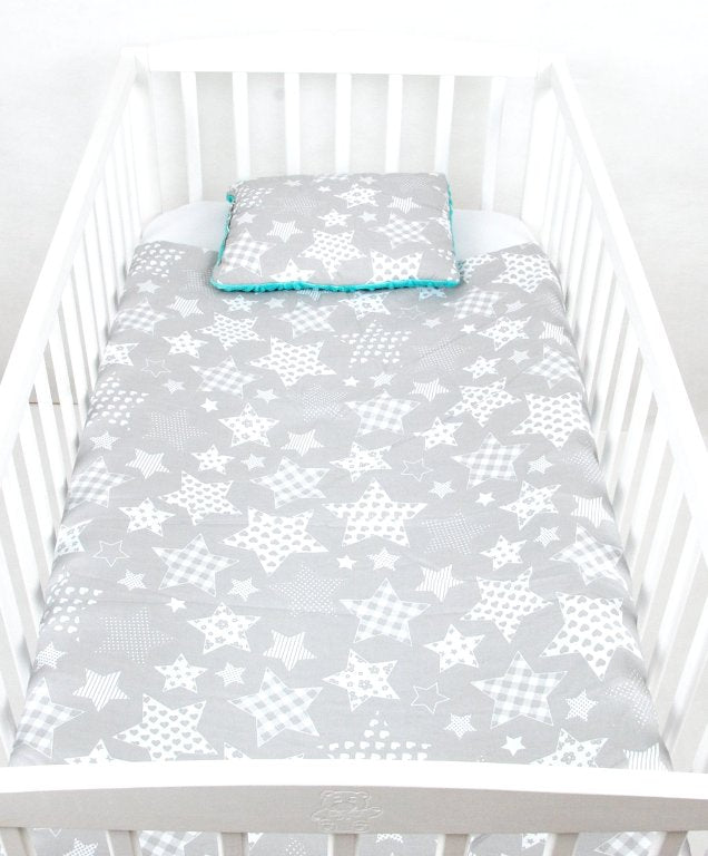 BABYLUX Babydecke Krabbeldecke MINKY Decke 75x100 cm mit Kissen 1K. Minze + Ster