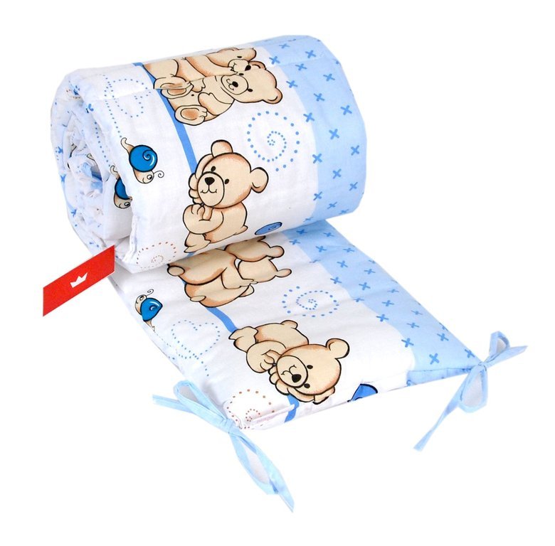 BABYLUX Bettumrandung NESTCHEN mit Kopfschutz 210 x 30 cm 63. Teddybären Blau
