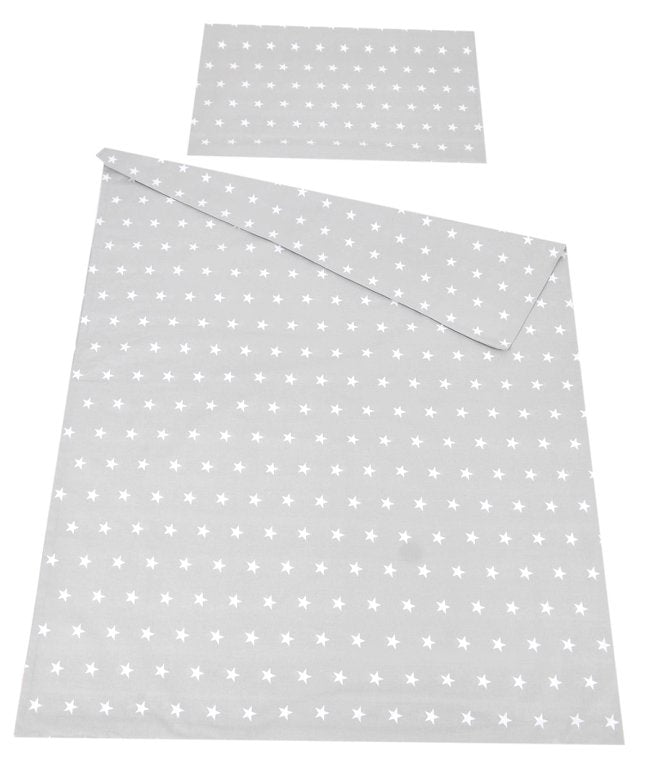 BABYLUX Kinderbettwäsche 2-teilig – Baumwolle, Reißverschluss, 90×120 / 100×135 cm 91. Sterne Grau