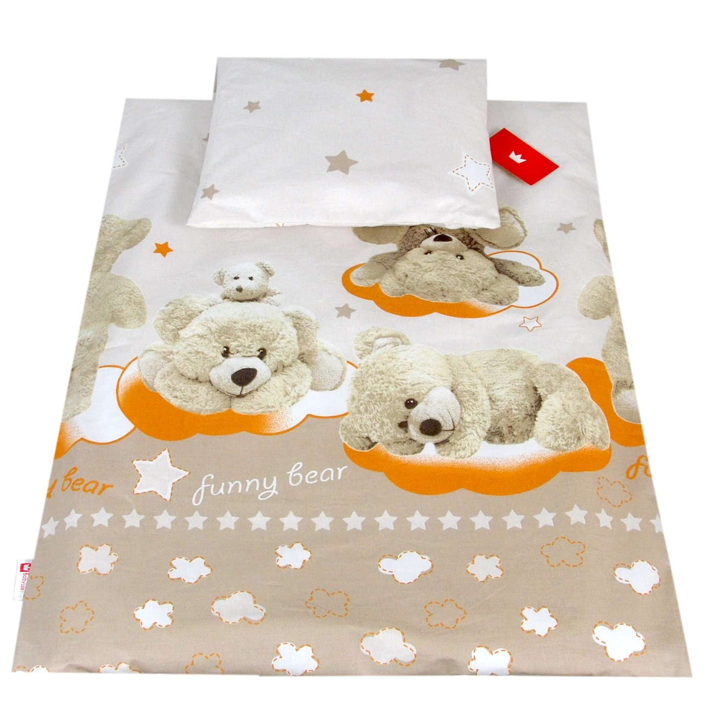 BABYLUX 2 tlg. Set Bezug für Kinderwagen Bettwäsche 60x78cm 87. Funny Bear Beig