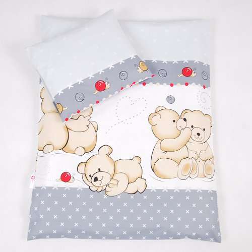 BABYLUX 2 tlg. Set Bezug für Kinderwagen ettwäsche 60x78cm 61. Teddybären Grau