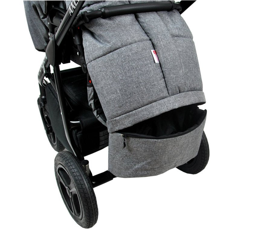 BABYLUX Winterfußsack MUMIE 110cm Kinderwagen Fußsack LAMMWOLLE 55. LEIN Grau