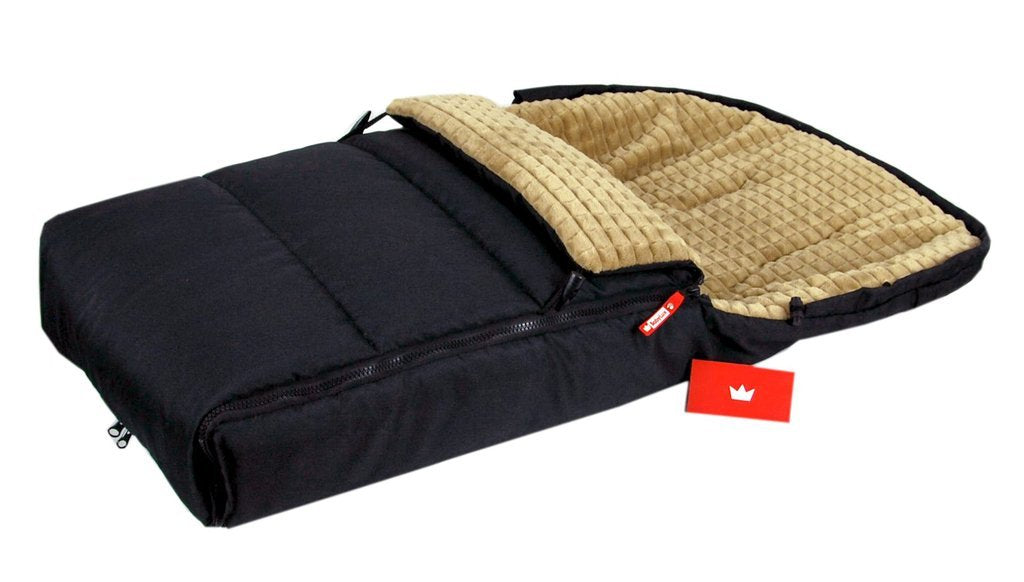 BABYLUX Fußsack 90cm MINKY Kinderwagen Buggy Schwarz + Beige + Handmuff