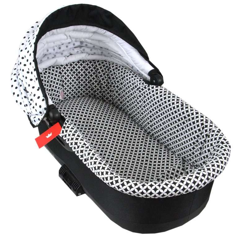 BABYLUX Nestchen für Kinderwagen BABYWANNE Matratze 2Tlg Set W12 - Schwarz + Ma